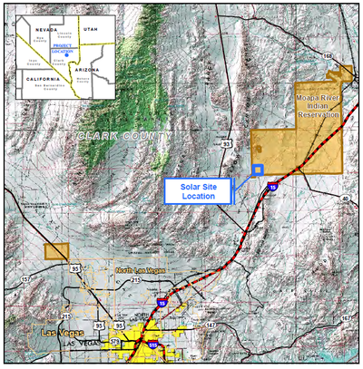 Moapa River Indian Reservation with Eagle Shadow Mountain Solar Project Location Highlighted